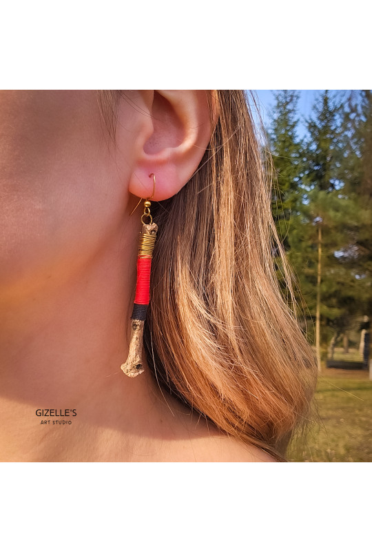 Kolczyki PATYKI DE LUXE - naturalne gałązki dębowe