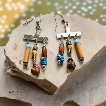 Kolczyki CULT – surowa forma i ziemiste kolory | Gizelle’s Art Studio