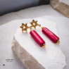 Kolczyki LAILA – czerwone, z mosiądzu i kości