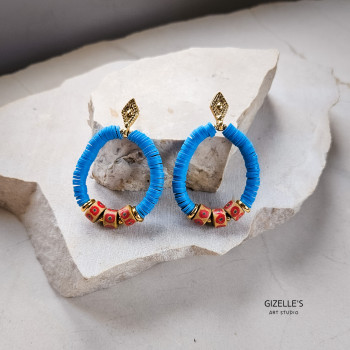Kolczyki NOLA – niebieskie, wyraziste, handmade