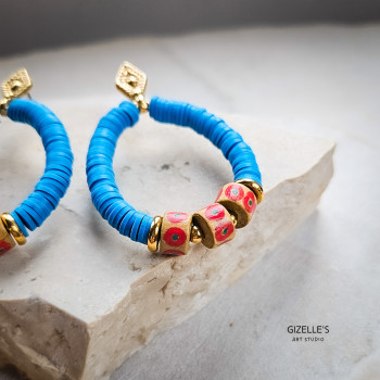 Kolczyki NOLA – niebieskie, wyraziste, handmade