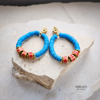 Kolczyki NOLA – niebieskie, wyraziste, handmade