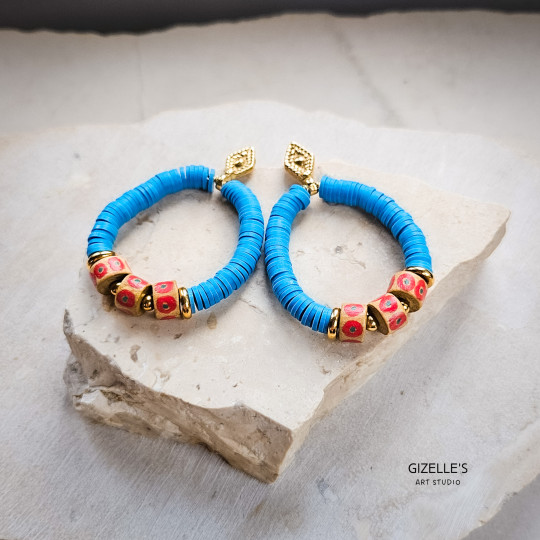 Kolczyki NOLA – niebieskie, wyraziste, handmade