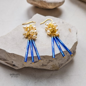 Lumière – długie kolczyki ze szkła i perełek