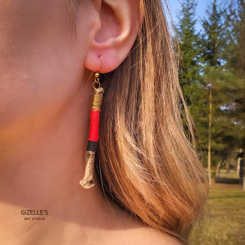 Kolczyki PATYKI DE LUXE - naturalne gałązki dębowe