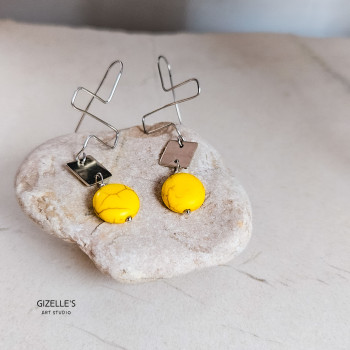 Kolczyki VITA C – żółty howlit i stal szlachetna