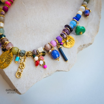 Naszyjnik Bogaty Magnolia – artystyczna biżuteria z kamieni