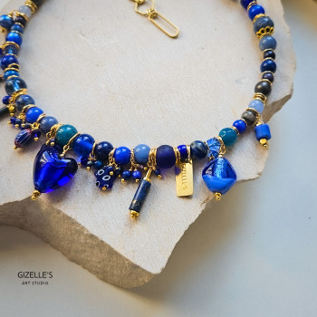 Naszyjnik Mono Blue – niebieska biżuteria artystyczna