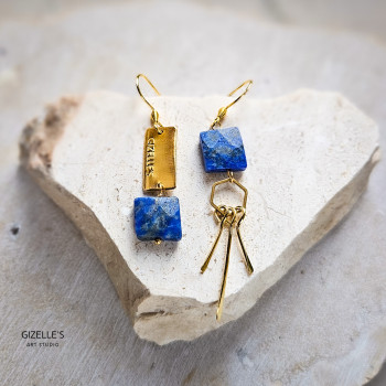 Kolczyki FAIR & SQUARE – Lapis Lazuli i mosiądz