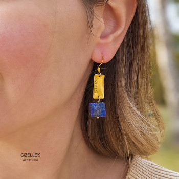 Kolczyki FAIR & SQUARE – Lapis Lazuli i mosiądz