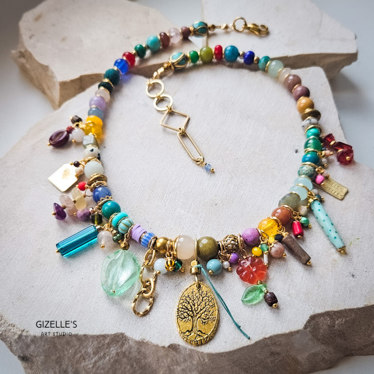 Bogaty Spring Mood – pastelowy naszyjnik artystyczny