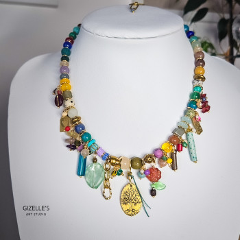 Bogaty Spring Mood – pastelowy naszyjnik artystyczny