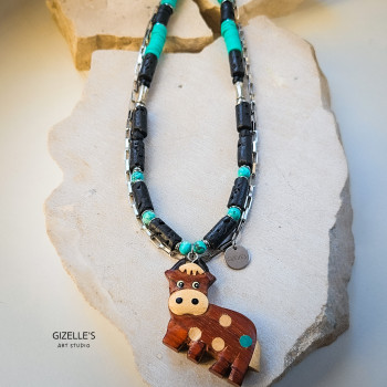 Naszyjnik Milky Way – lawa wulkaniczna, turkus | autorska biżuteria handmade