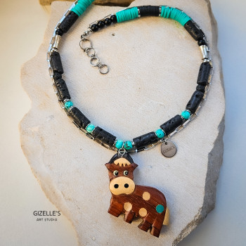 Naszyjnik Milky Way – lawa wulkaniczna, turkus | autorska biżuteria handmade