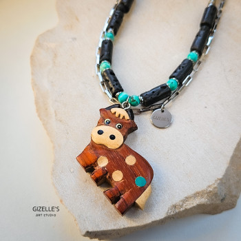 Naszyjnik Milky Way – lawa wulkaniczna, turkus | autorska biżuteria handmade