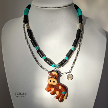 Naszyjnik Milky Way – lawa wulkaniczna, turkus | autorska biżuteria handmade