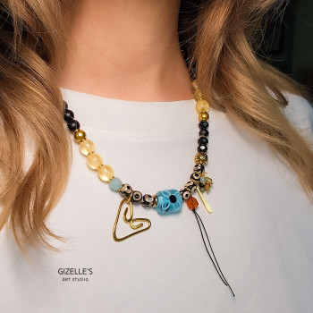 Naszyjnik MOYO – artystyczna biżuteria handmade z sercem z mosiądzu | Gizelle’s