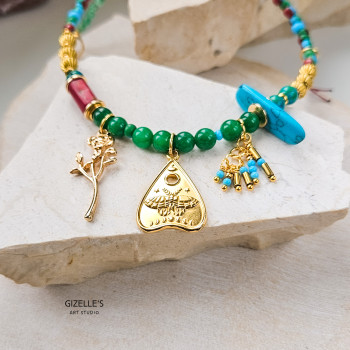 Naszyjnik Rozalia – zielone agaty i złote detale