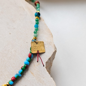 Naszyjnik Rozalia – zielone agaty i złote detale