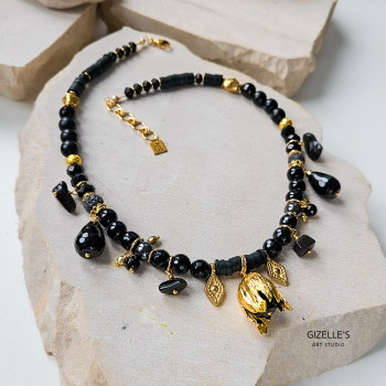 Naszyjnik Szeptem Do Mnie Mów – onyks i złote detale