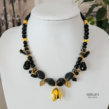 Naszyjnik Szeptem Do Mnie Mów – onyks i złote detale