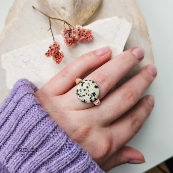 Elastyczny pierścionek Vanilla Pop – jaspis dalmatyński