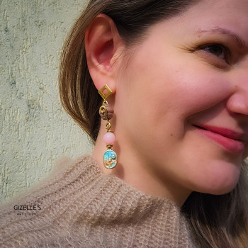 Kolczyki Meadow boho z masy perłowej i mosiądzu | Gizelle's