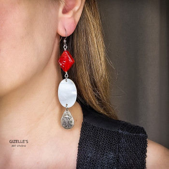 Kolczyki SCARLET - szkło, perłowa poświata i grzyby