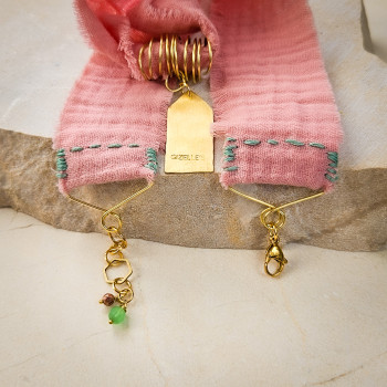 Naszyjnik Wierna Sobie – muślin, plakietka z napisem