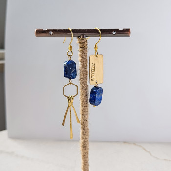 Kolczyki FAIR & SQUARE – Lapis Lazuli i mosiądz