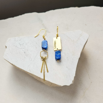 Kolczyki FAIR & SQUARE – Lapis Lazuli i mosiądz