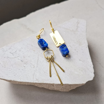 Kolczyki FAIR & SQUARE – Lapis Lazuli i mosiądz