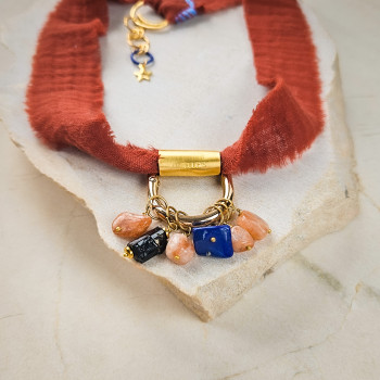 Naszyjnik tekstylny - RUSTY RED