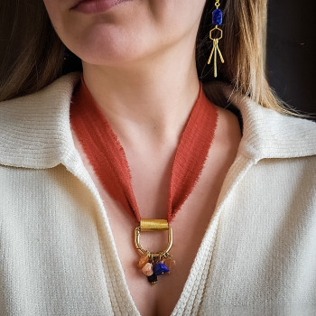 Naszyjnik tekstylny - RUSTY RED