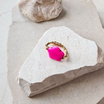 Pierścionek Pink Lemonade z różowym howlitem