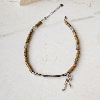 Choker z dinozaurem | Autorski naszyjnik Gizelle's