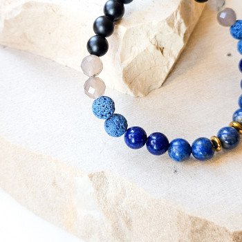 Bransoletka unisex DUE z lapisem lazuli | Gizelle's