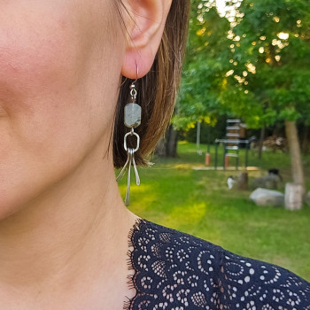 Kolczyki FAIR & SQUARE z labradorytem | Gizelle's
