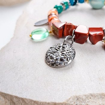 Bransoletka Krystyna – jaspis, chryzokola i moneta vintage | Gizelle's