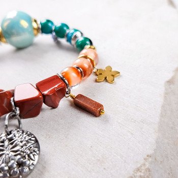 Bransoletka Krystyna – jaspis, chryzokola i moneta vintage | Gizelle's