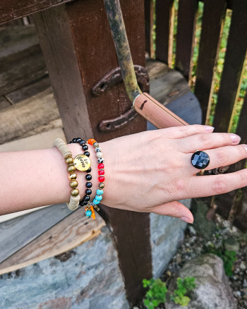 Bransoletka MANDINKA – turkus i pomarańcz, handmade