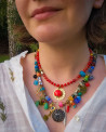 Naszyjnik RED ROYAL – czerwone agaty i vintage detal | Gizelle’s